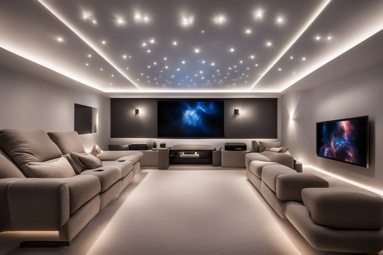 dedicated home cinema room with LED lighting in the walls make sure the room is completely symmetrical