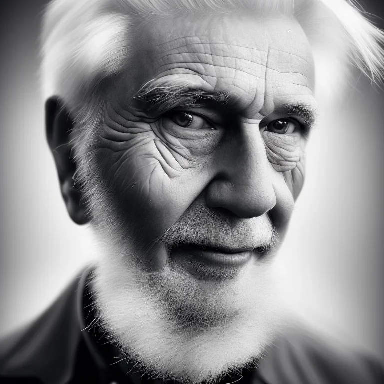 beautiful photo portrait of an old man white hair black and white