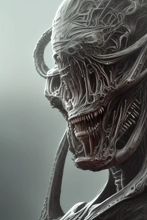 evil berserker, alien, tron, bitcoin eyes, 8k, finely detailed, photo realistic, hr giger