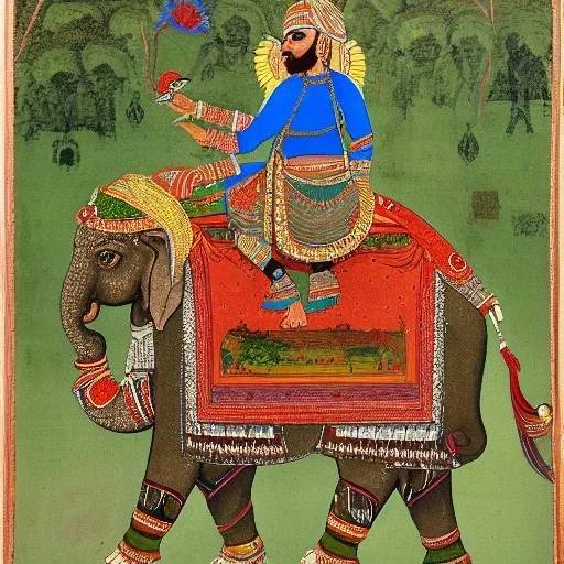 pegan god riding an indian elephant painting