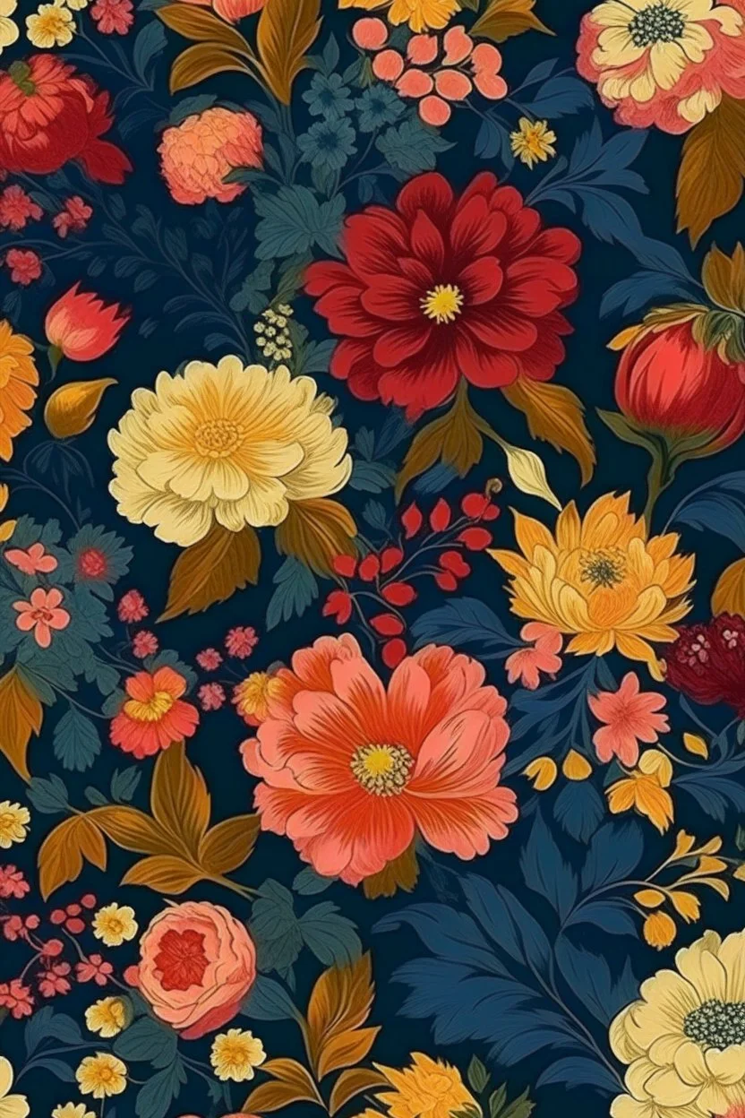 flowers floral pattern in the style of Henri Fantin-Latour