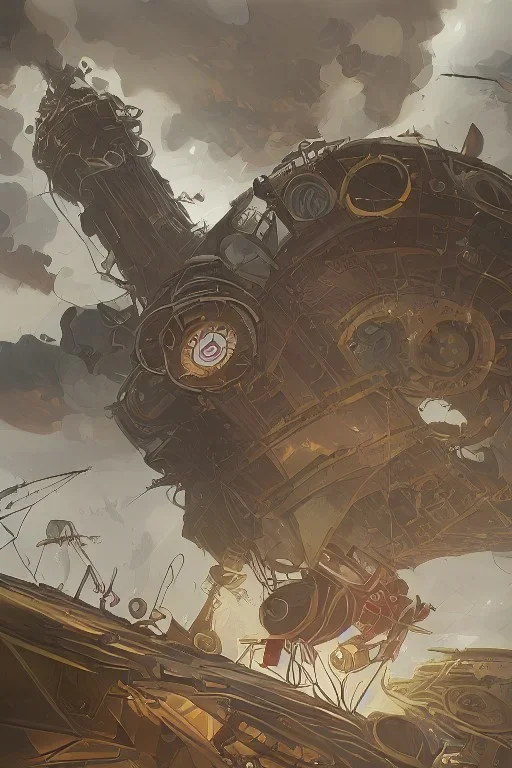 steampunk zeppelin during a storm