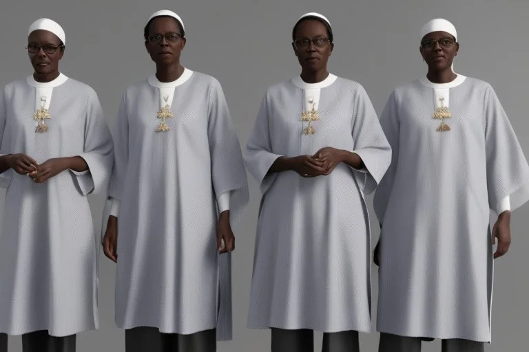 4 suore africane con tunica grigia