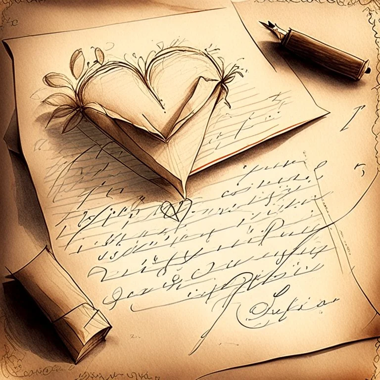 Drawing of love letters