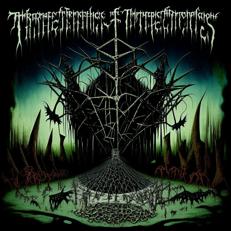 Abstract surreal horror, heavy metal album cover by title "CRADLE OF FILTH", maggotropolis hypocrisy, by Ray Johnson and Bosch