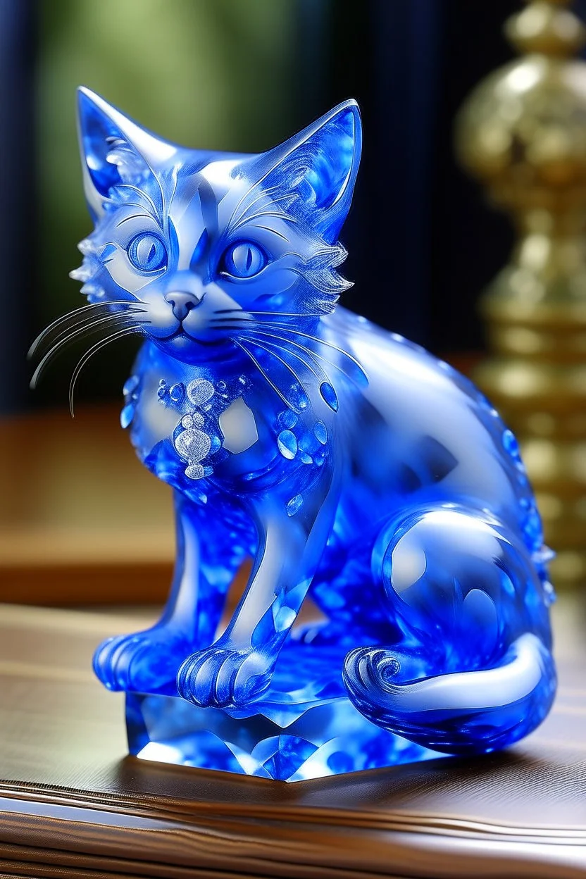 A light periwinkle crystal elemental cat painted by Albrecht Durer
