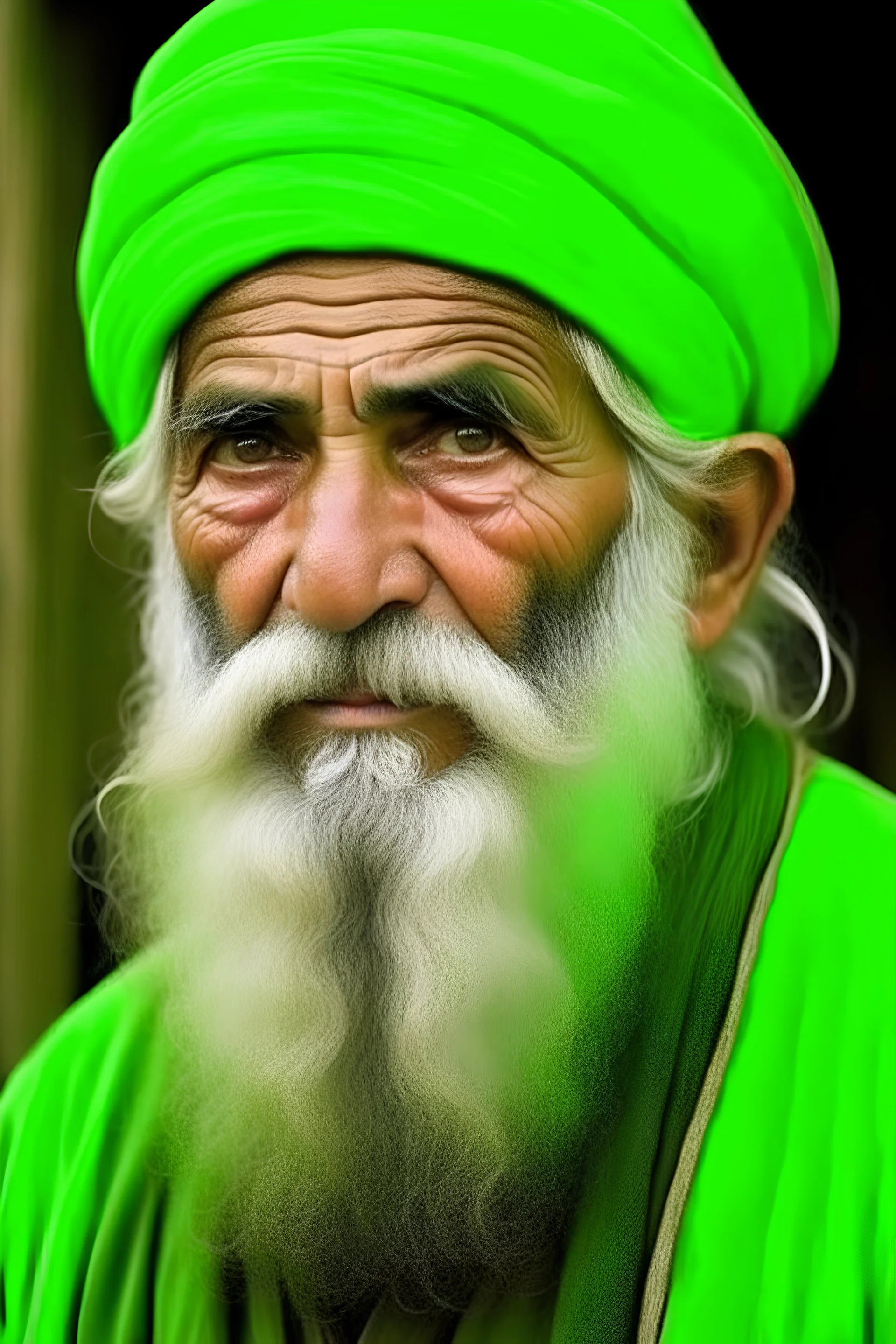 وعمته خضراء وجه شاب عربي قديم ملتحي