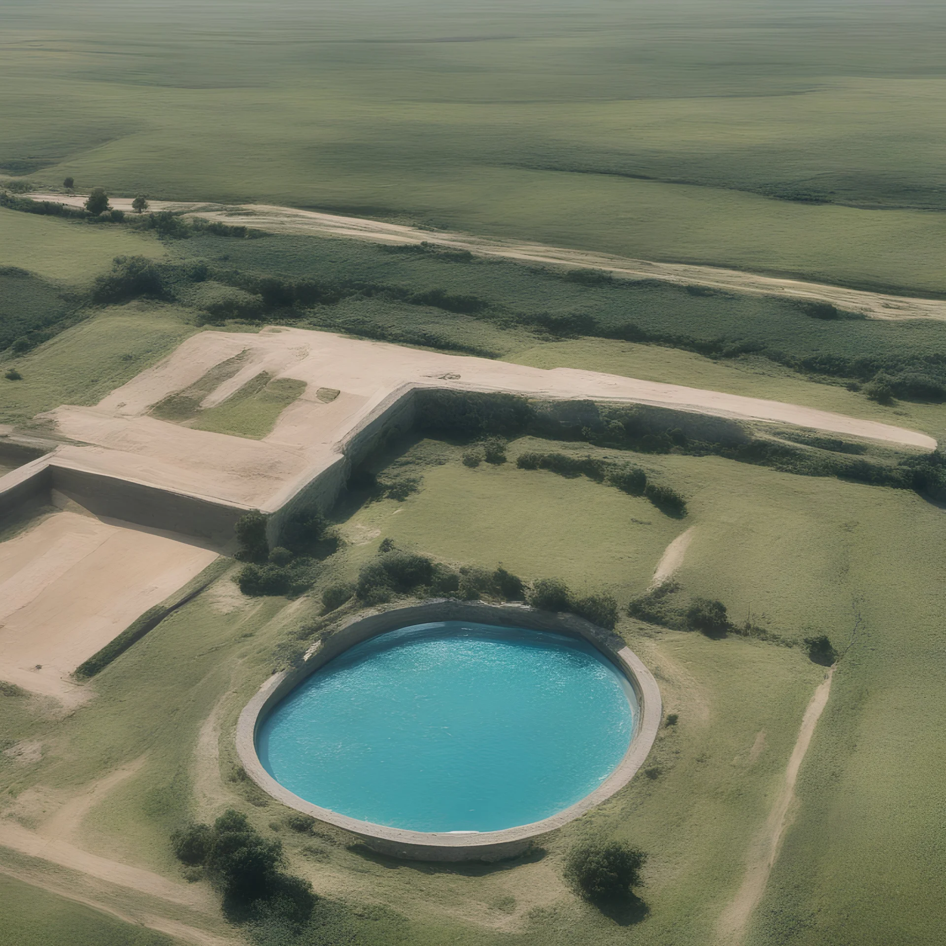 A swimming pool in the fields