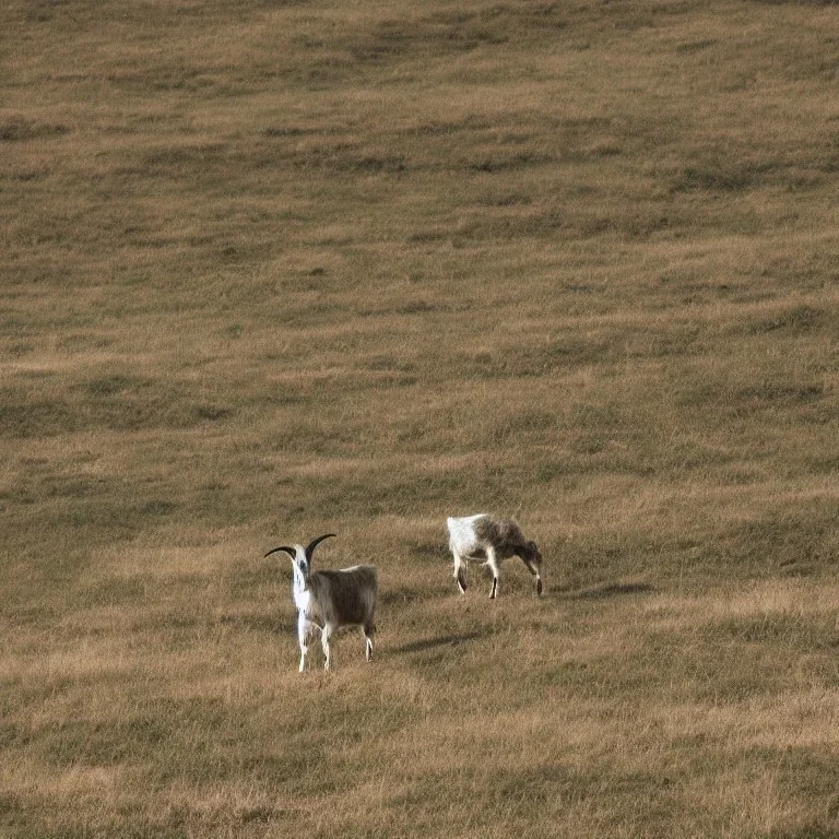 goat on a hill at midnight