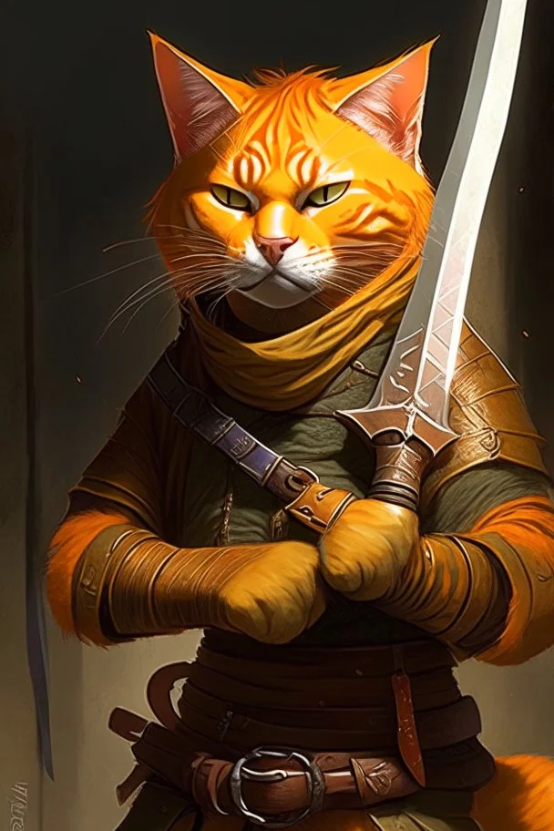 Cord is an orange tabby tabaxi, cat person. He is an expert thief and assassin. He spent his youth working in a mercenary grew before he joined his long time friend Dom to create a new business venture. He prefers fancy curved swords and daggers to do his dirty work