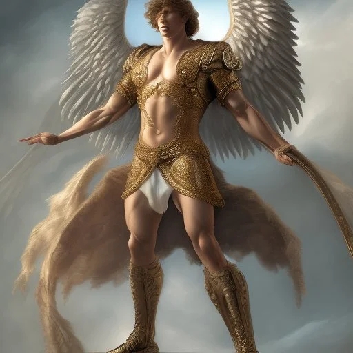 A warren angel with wings and muscles