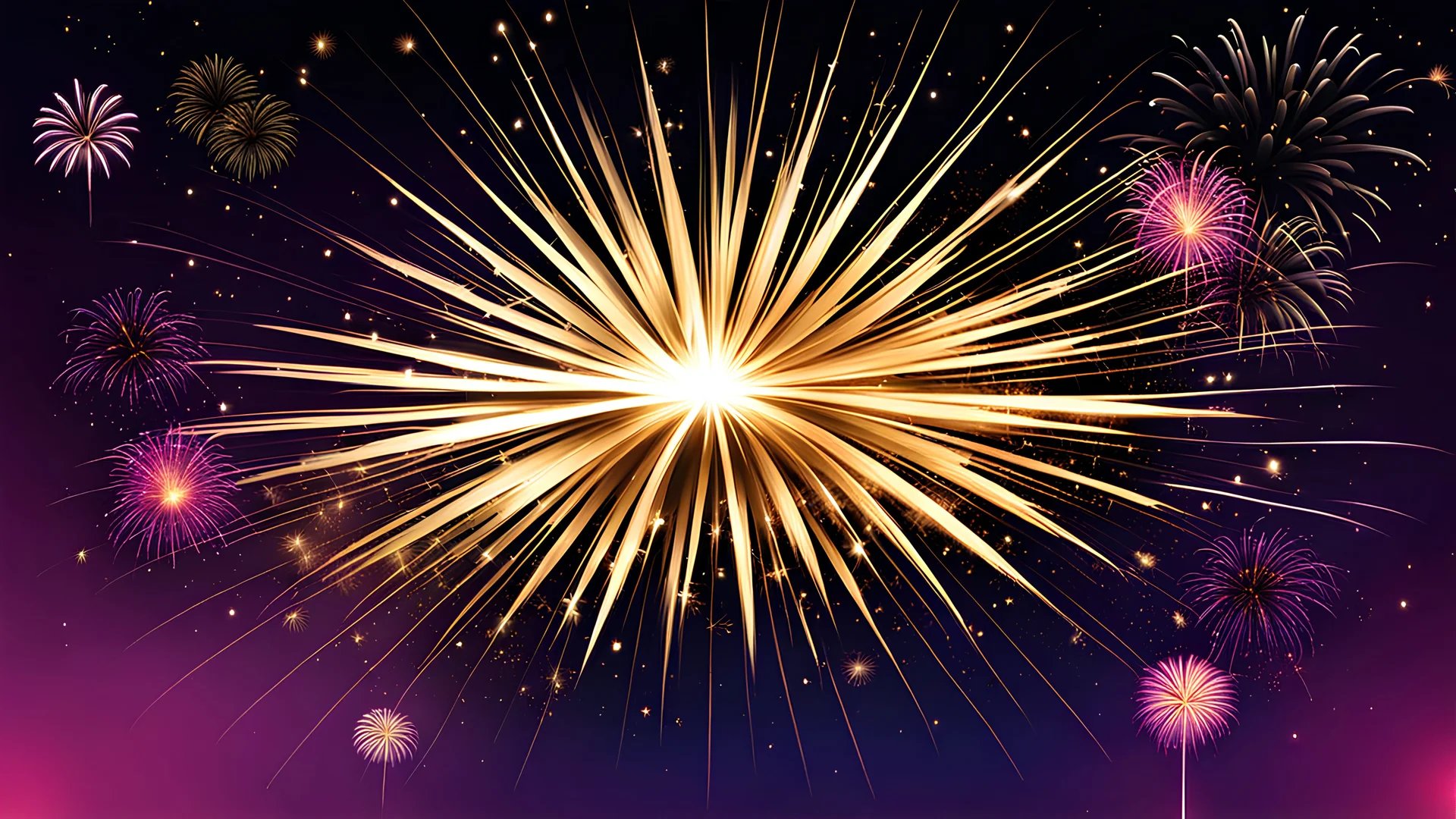 Write """ HAPPY NEW YEARS """ on a postcard with a firework design. dazzling