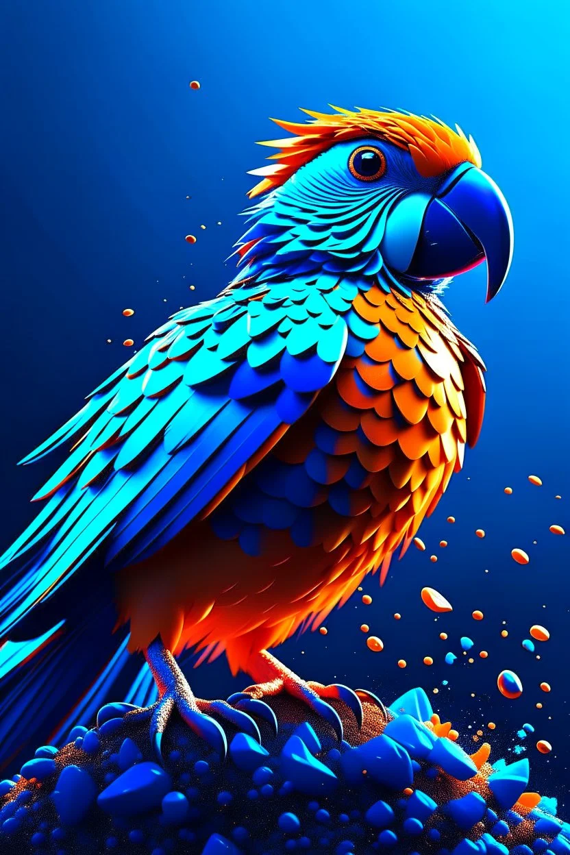 Generate an full body image of a parrot has a magma objects in the background and ocean objects in the background objects with an anime animal style.On Canvas, Brush Strokes, Smooth, Ultra High Definition, 8k, Unreal Engine 5, Ultra Sharp Focus, Intricate Artwork Masterpiece, Ominous, Golden Ratio, Highly Detailed, photo, poster, fashion, illustration