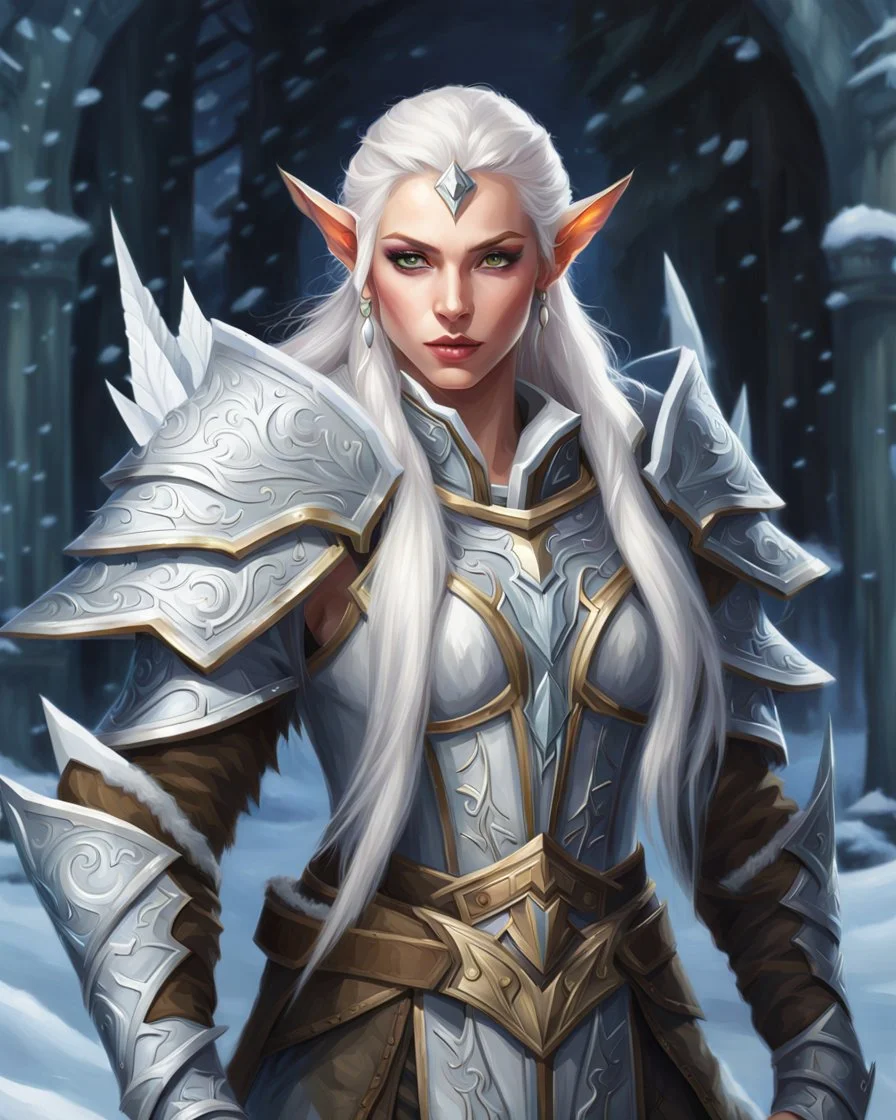 Warrior Snow Elf, digital art, hyper-detailed, light colors, 8k oil painting