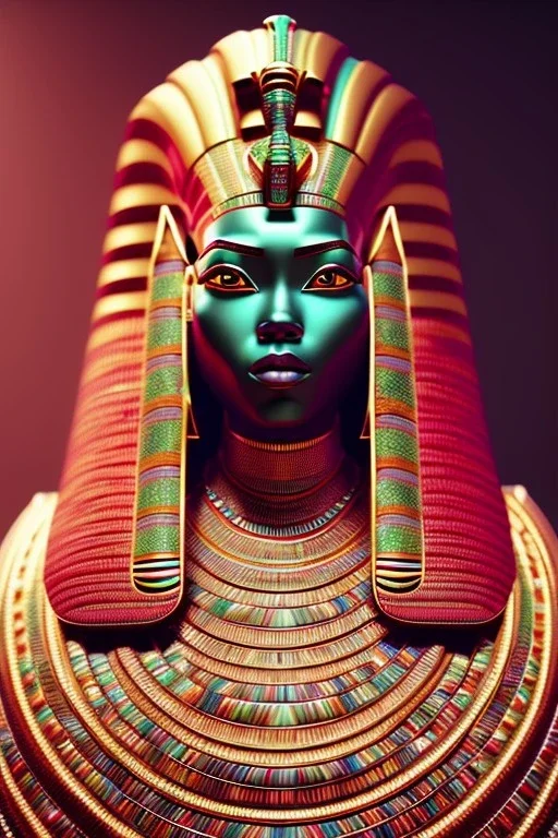 kente scene, Red Egyptian Cat, jewelry, realistic, thread, embroidery, octane render, high detail