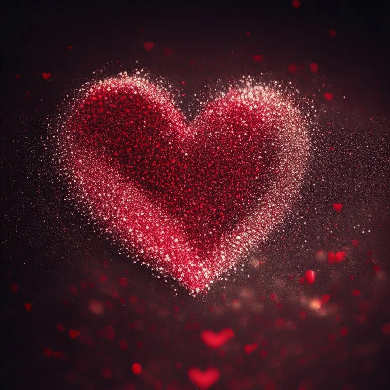 motion blur red glitter heart