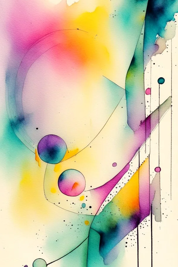 Abstract watercolour in the style of kandinsky. Pastel colours