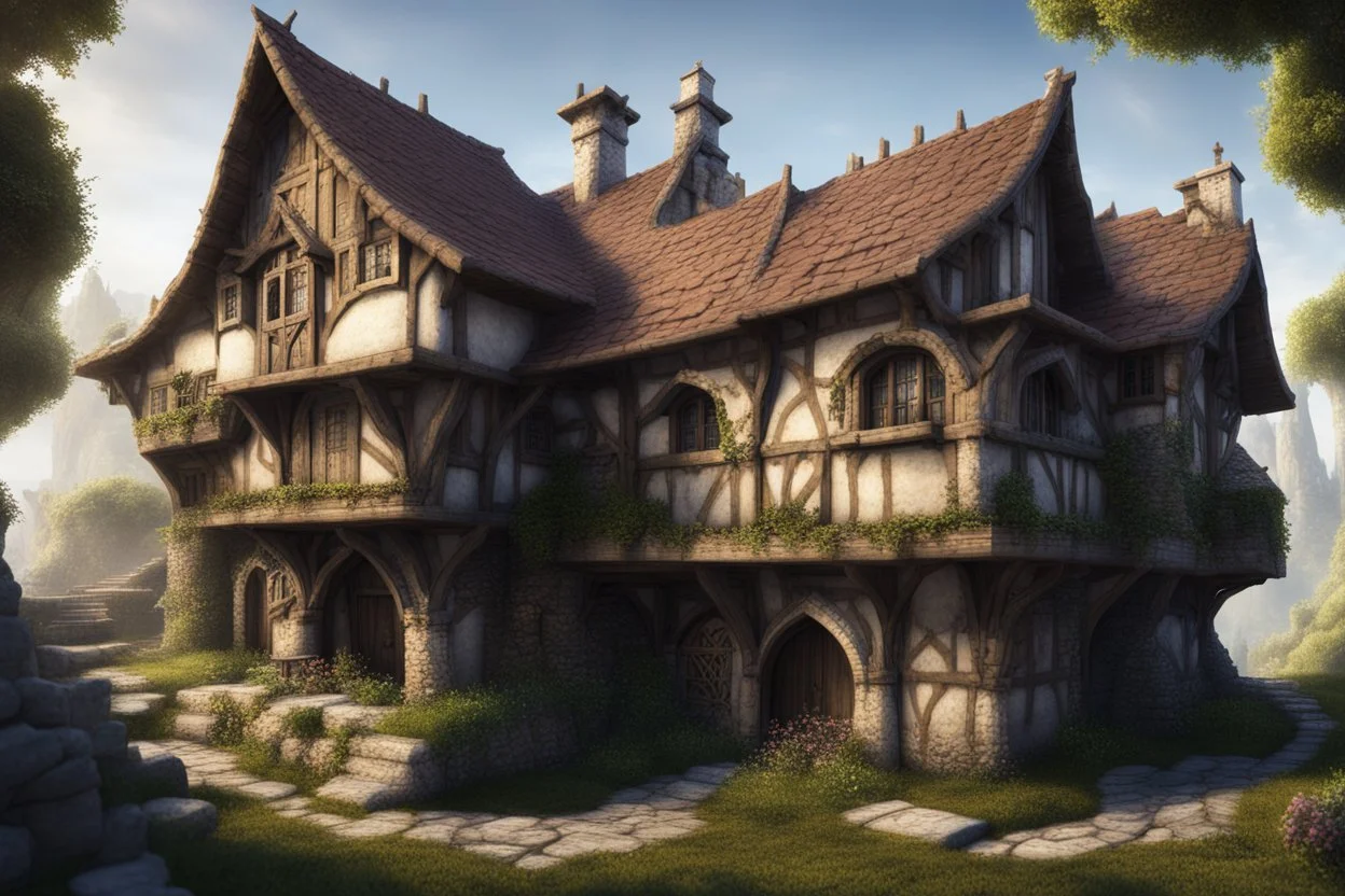 fantasy medieval house with balcony