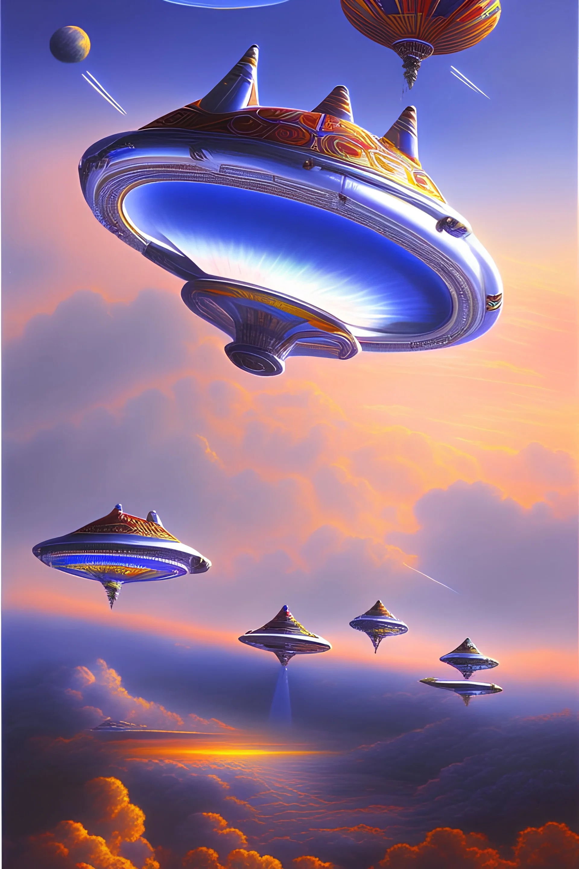 intergalactic very beautiful ufo rainbow futurist,mother ship pleiadian