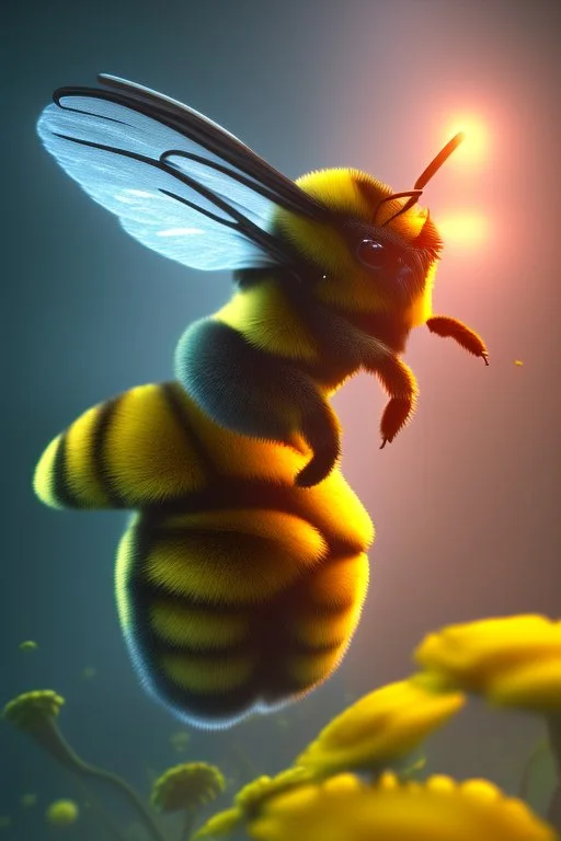 jesus as a bumblebee, volumetric fog, 4k, trending art, depth of field, radiosity