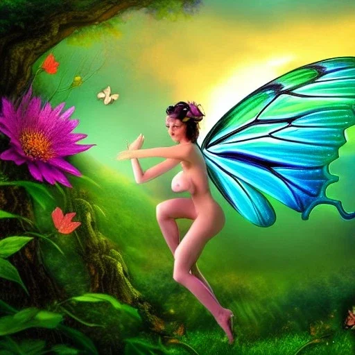 Beautiful Butterfly fairy in a fantasy landscape