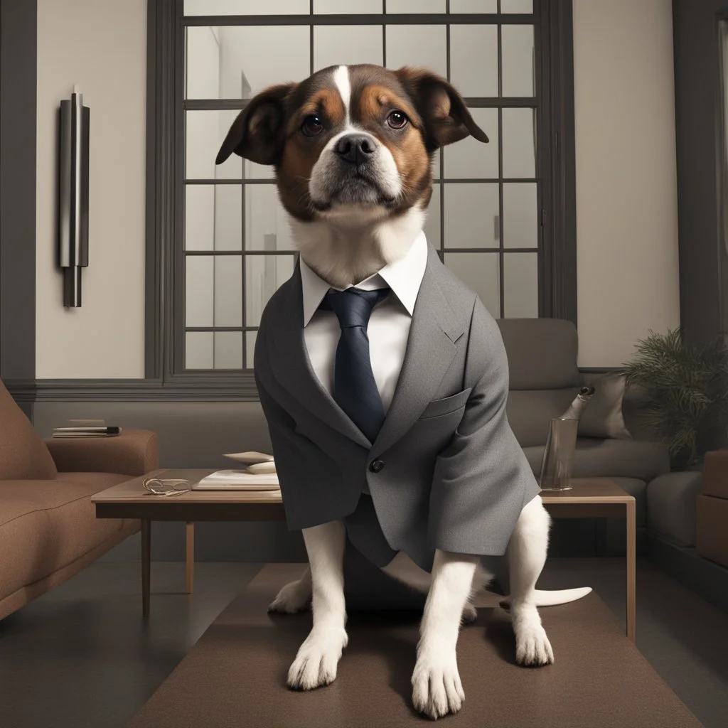 a dog in a suit that looks like i bussines dog