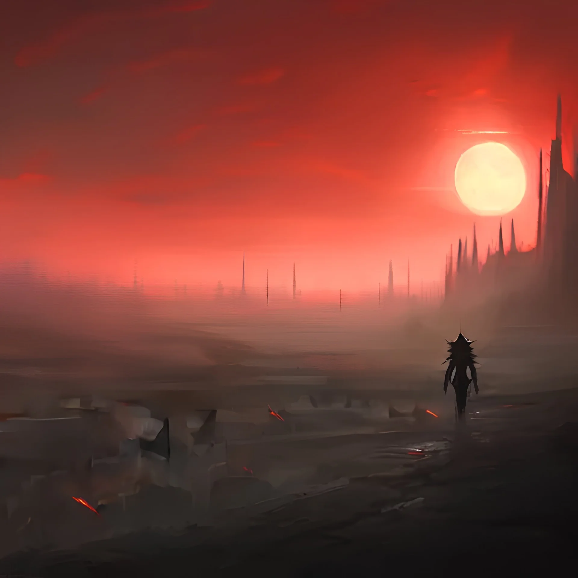 eerie black sun rises over a wasteland, highly detailed, digital painting, artstation, concept art, sharp focus, illustration, by Andreas Rocha