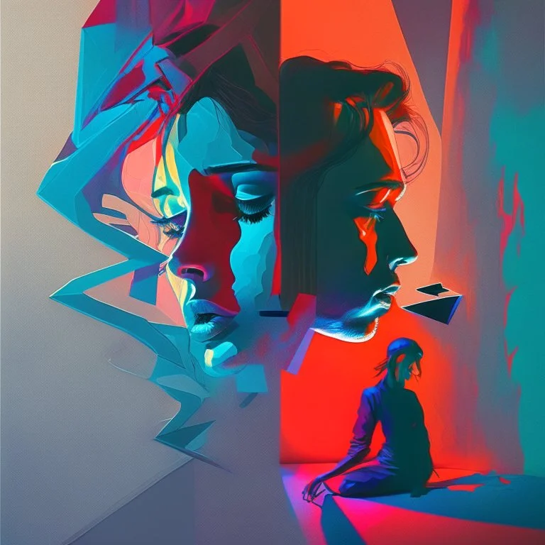 Use contrasting colors and dynamic shapes to depict the initial attraction and temptation of drugs, with shadows representing the hidden dangers.