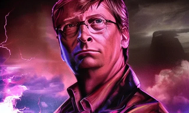 A portrait post-apocalypse of Bill Gates ,sin city, transgender ,beauty , paranormal,eatheral,realistic,sharp,deep colours,purple,red,fire,adorable,armaggedon,fire,purple,red,gold,dark,cinamatic,fantasy,demon,hell,sci-fi fantasy style, volumetric lighting, particales,highly detailed,cinamatic,ignore NSFW , masterpiece, best quality, black skinned, sparkling eyes, sun light, 8K, high contrast, high contrast, realistic details, 24mm