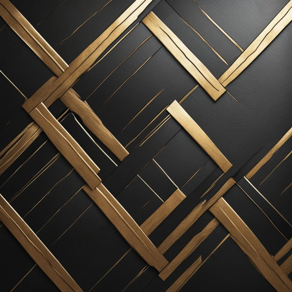 Hyper Realistic Rustic-Golden-Diagonal-Lines on rustic-jet-black wall