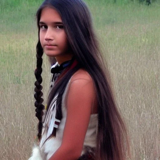 Native American girl, cute, beautiful, long hair, brown eyes