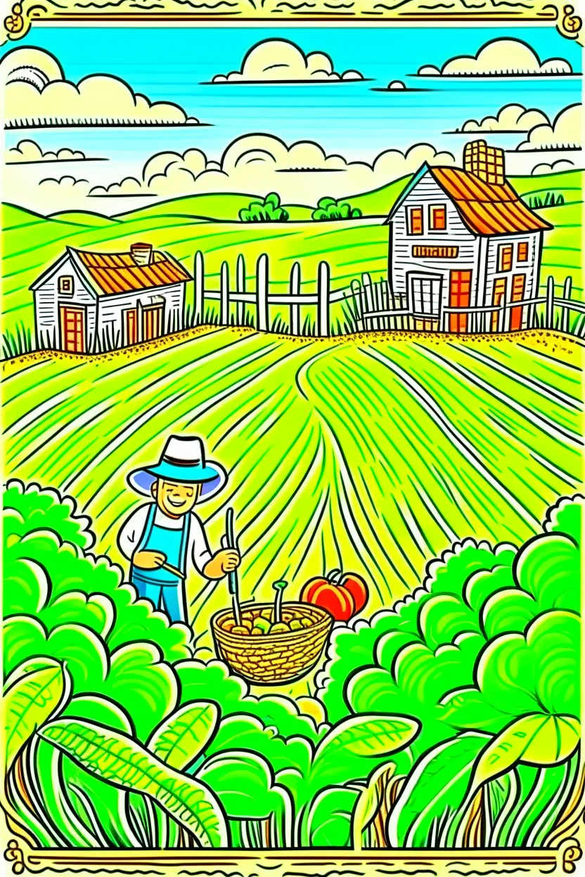 hand painted organic farming cartoon poster