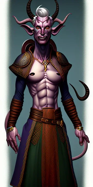 portrait of the body of a tiefling in d&d style