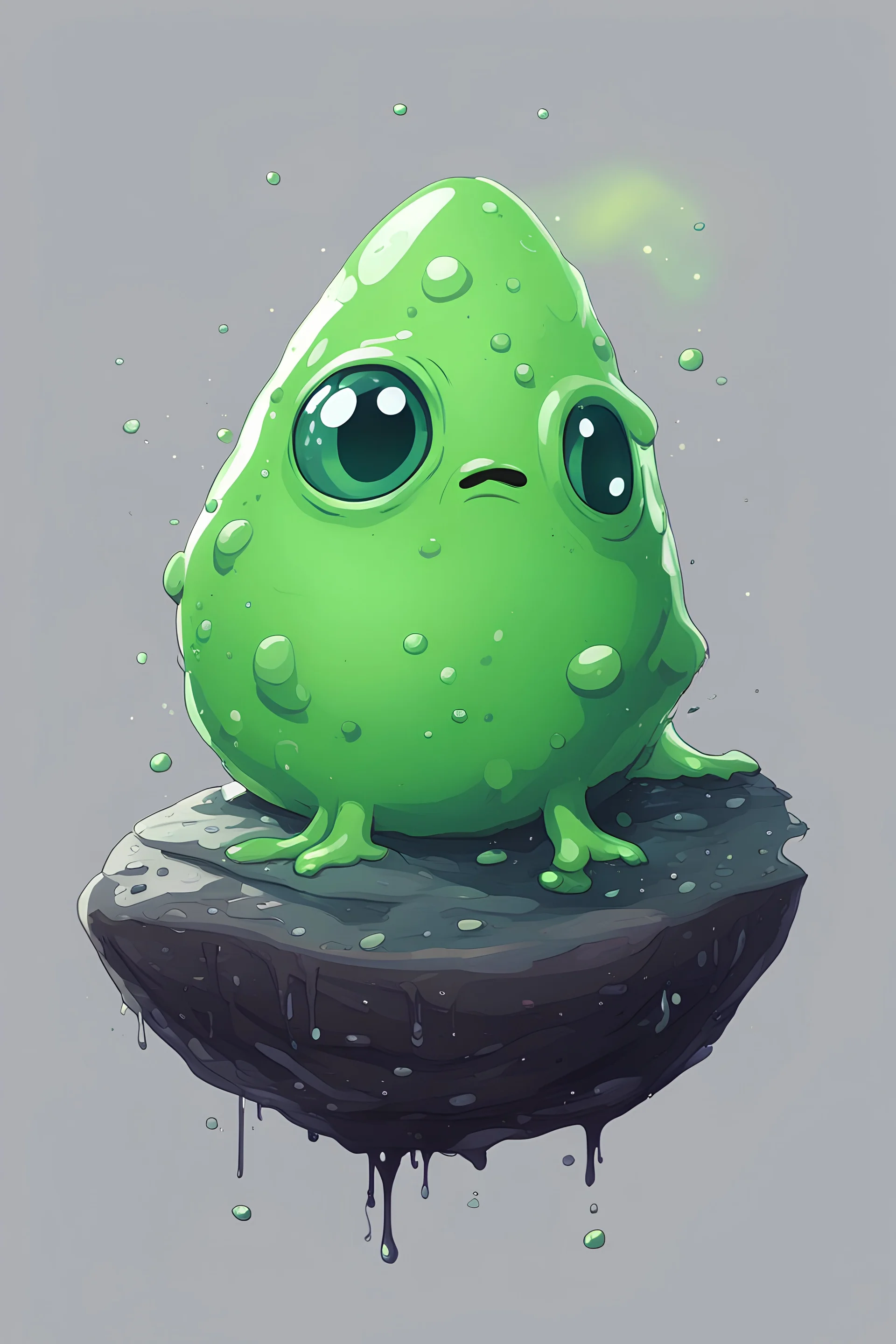 small, slime, blob, dnd, rock eyes, cute