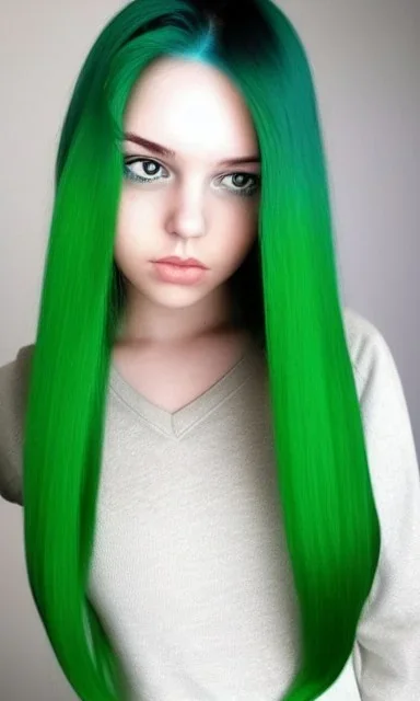 girl, cute, beautiful, green hair