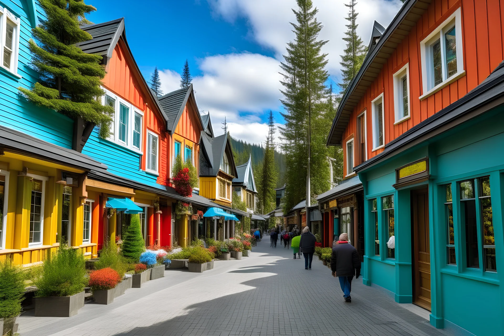 shopping area with banff meets east coast canada theme with colour and cedar shake