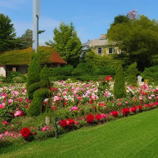 A Rose Garden in front of a house