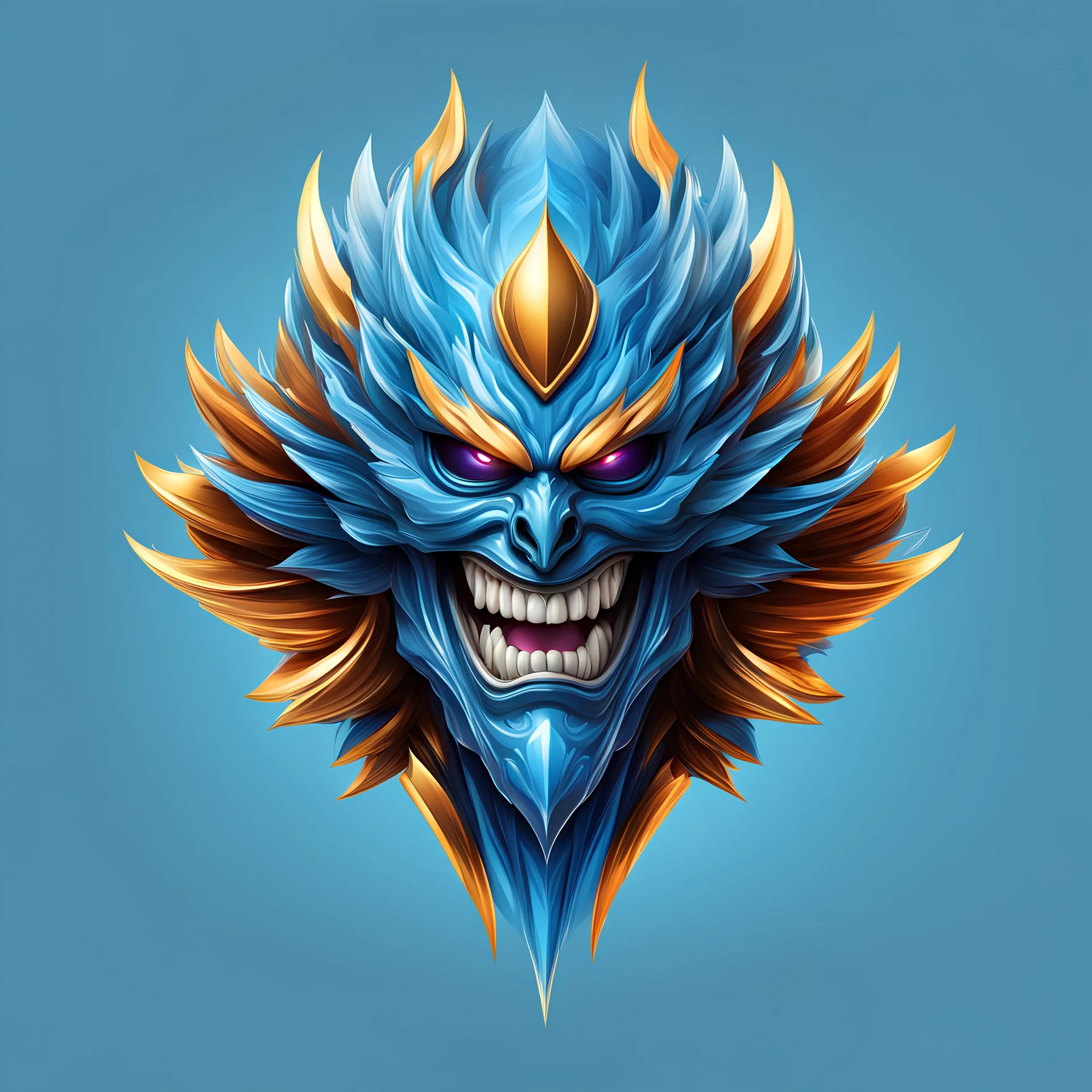 Logo vectorial de Dragman, vista frontal, calidad ultra, hiperdetallado, 8k, 3d, colores complementarios, cielo azul
