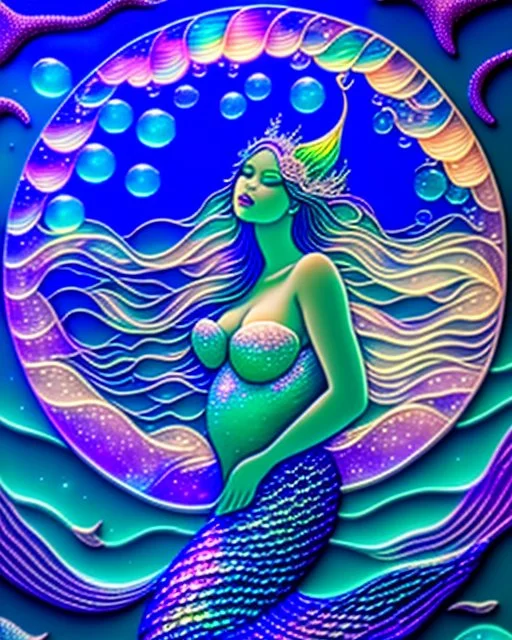 mermaid serenading a full moon, in the style of mystical sea ballads, art nouveau, silvery luminescence, romantic and enchanting, moonlit ocean escapes, captivating underwater melodies --ar 27:30 Modifiers: Nikon D850 digital painting Award winning photography 8k many rainbow bubbles very attractive beautiful dynamic lighting imperial colors fantastic view 4K 3D high definition crisp quality Unreal Engine colourful hdr Thomas Kinkade Alphonse Mucha