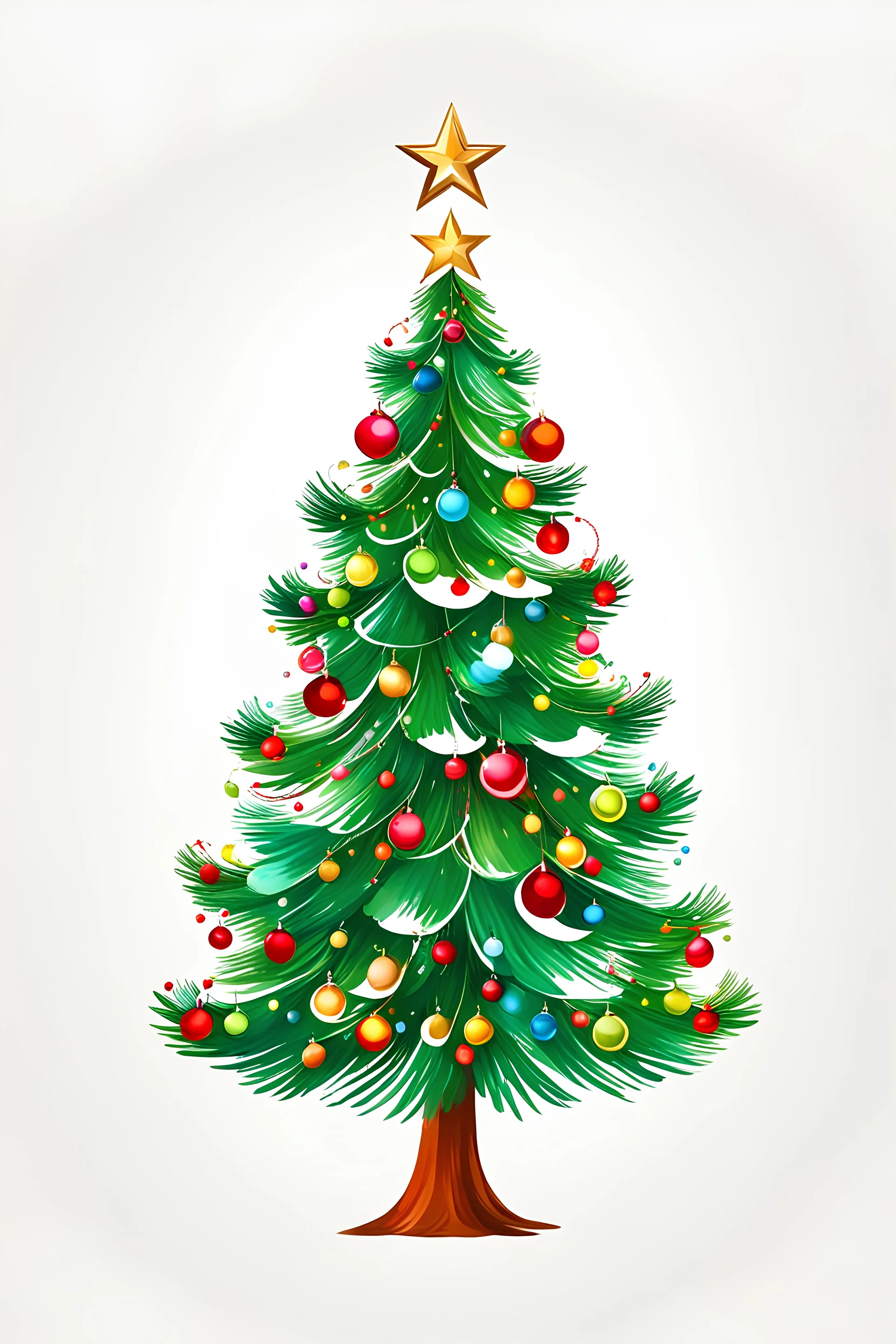 Drawin Christmas tree, white background, only white background, clean background