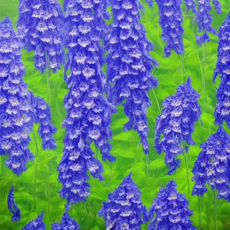 a highly detailed oil painting of Delphinium, 4 k resolution, 8 k resolution, high resolution, surface design pattern, Afrofuturism