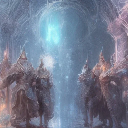 ice kingdom digital painting,a crystal - clear ice, majestic, ice fractal, Fantasy, Illustration,Character Design, magician