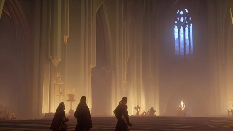 monks in cathedral