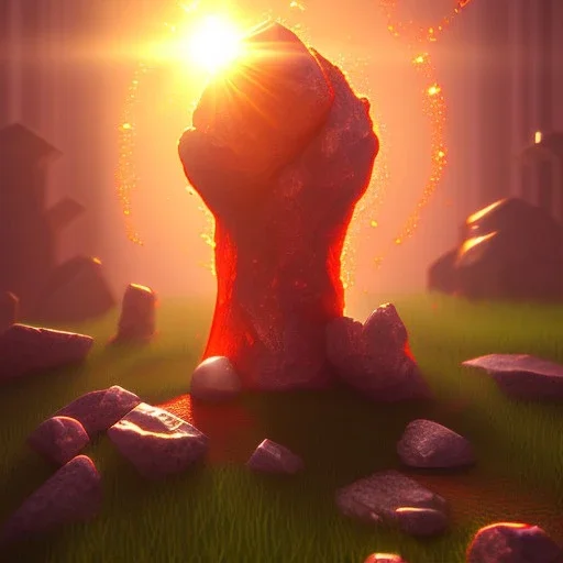 sunlight shining through a red healing potion