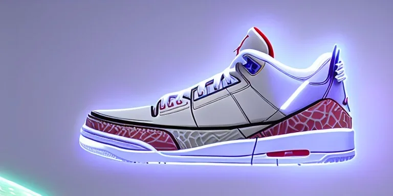 Jordan 3 sneaker in the space volumetric lighting