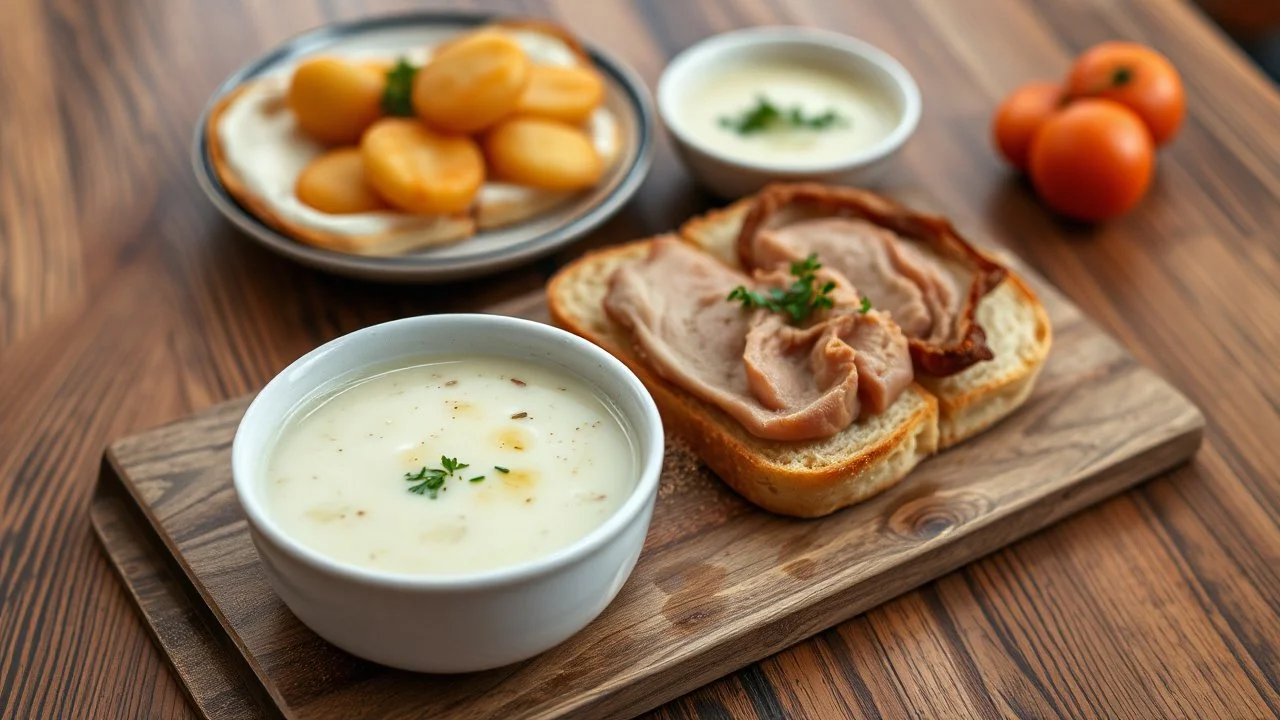 Dufte af rugbrød, frisk og skær, Smørrebrød med pålæg, enkelt og nær. Flæskesteg sprød, kartofler gyldne og små, Frikadeller, hvor kærlighed kan bestå. Koldskål om sommeren, sød og let, Med kammerjunkere, vi glemmer ej let. Dansk mad, så ærligt, fyldt med glæde, En smag af hjem, hvor vi altid vil træde.