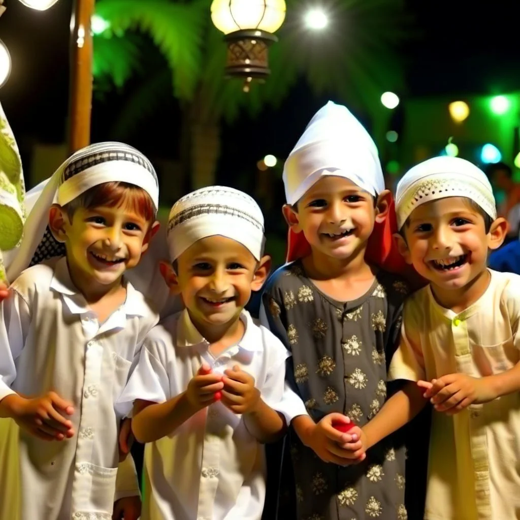 children celebrating end of ramadan