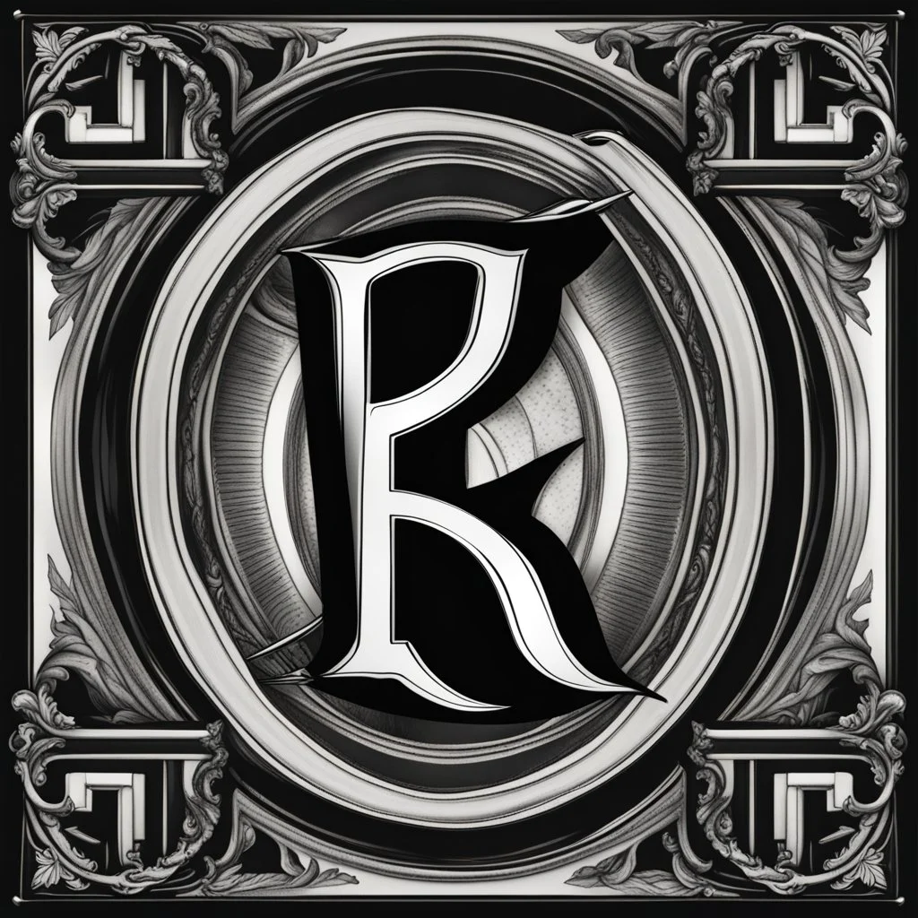 logo with the letter R end N, black and white