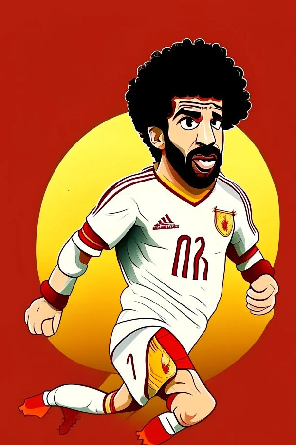 Mohamed Salah Egyptian soccer player goal on Jupiter cartoon 2d