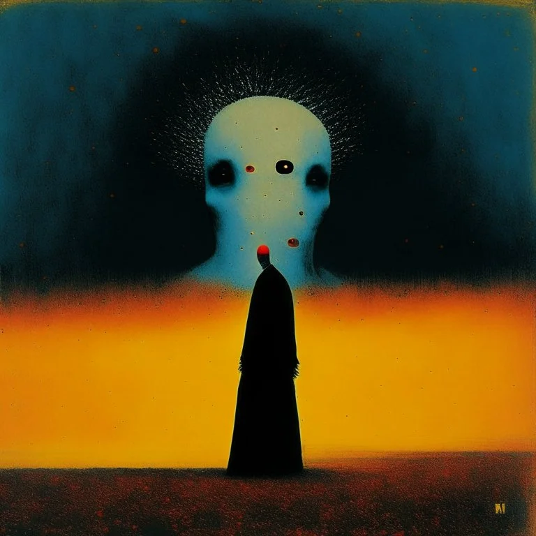 Sopor Aeternus depicting a fear of being alone, Style by Ray Johnson and Pawel Kuczynski, surreal horror, dynamic composition, color burn, based on the imagery of Zdzislaw Beksinski, minimalism, artistic